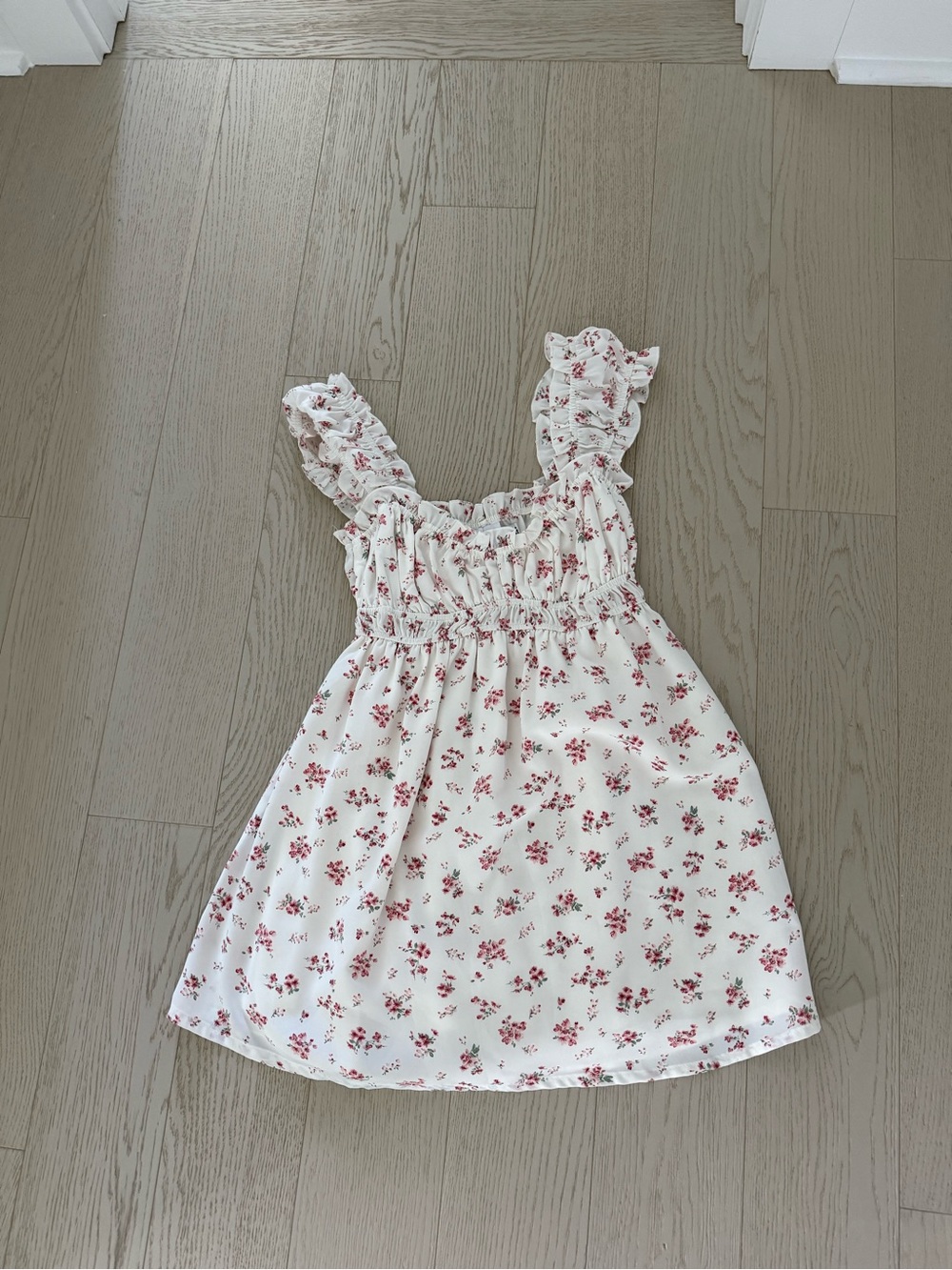Princess Polly White Mini Dress with Pink Floral Print